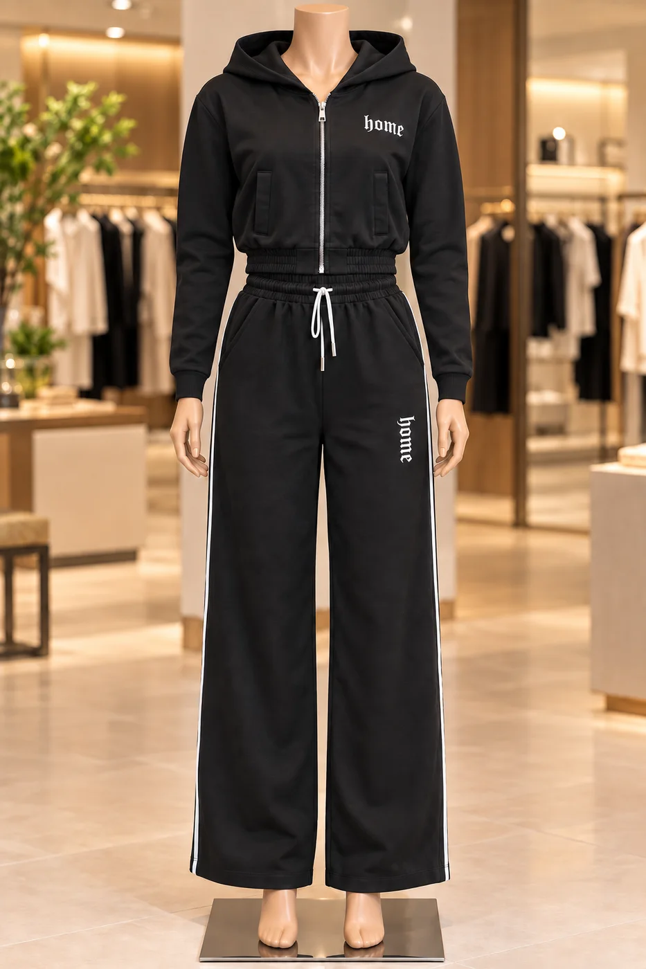 Black Home Long Sleeve Two Piece