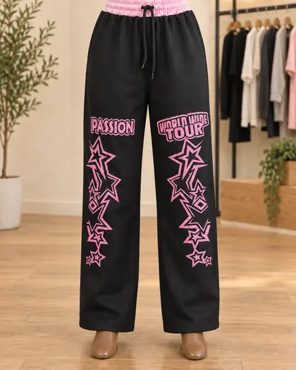 Black Pink Graphic Joggers
