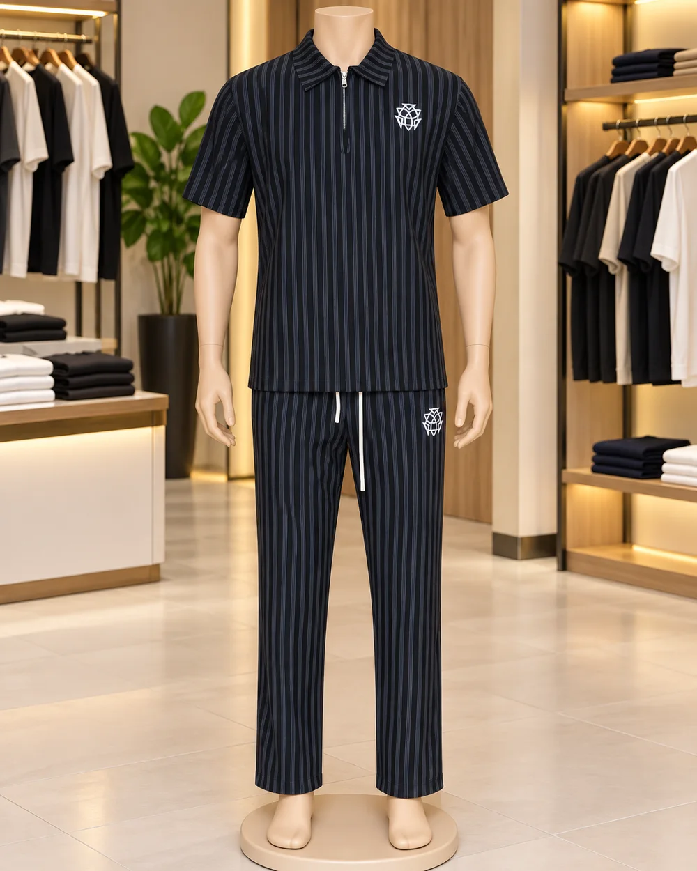 Black Pinstripe Unisex Set
