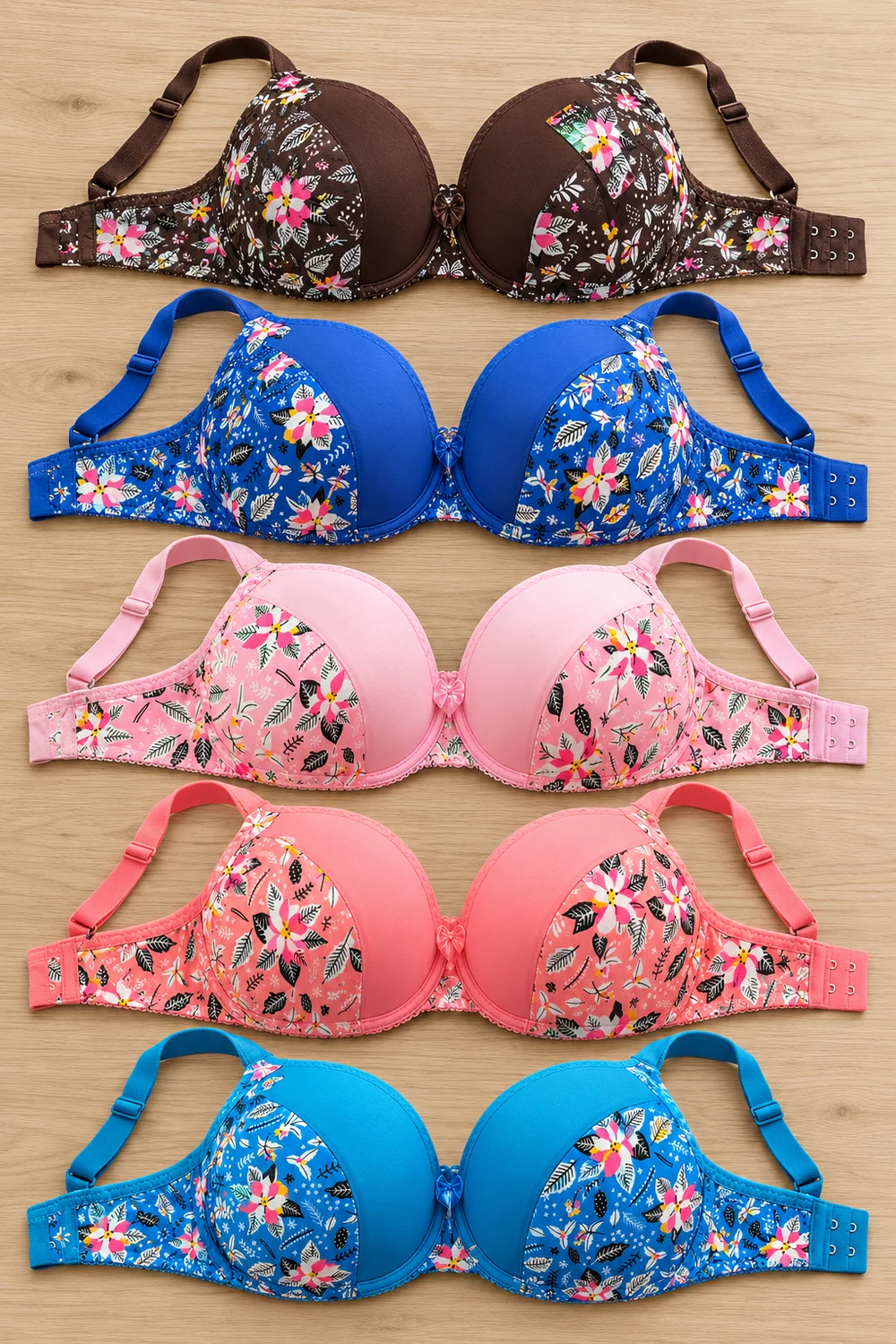 Mixed Floral Print Bra colour selection