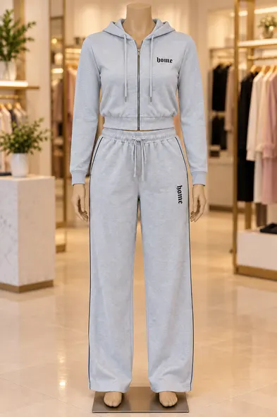 Light Grey Home Long Sleeve Two Piece