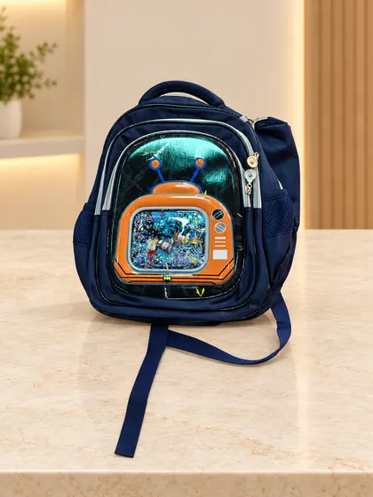 Navy & Orange Print Backpack