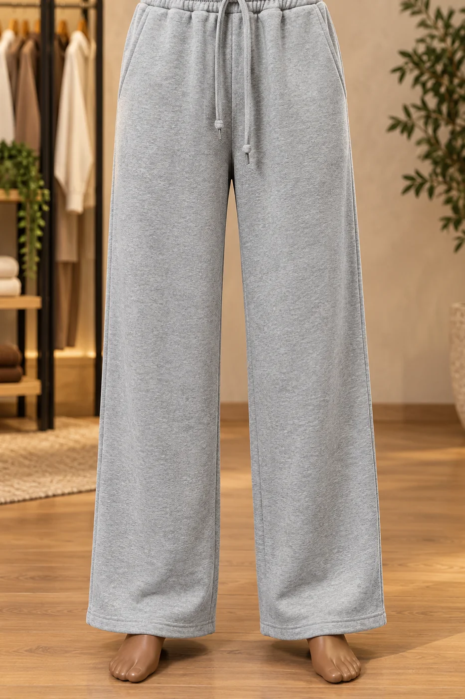 Plain Grey Wide Leg Trousers