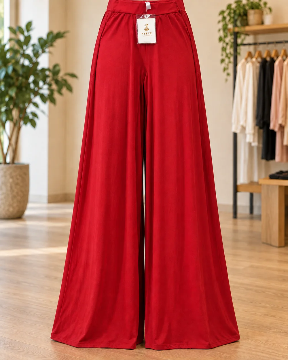 Red Wide Leg Trousers