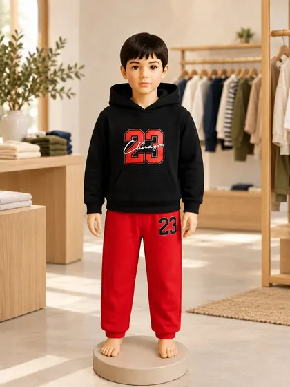 Boys Black & Red Hoodie & Jogger Set