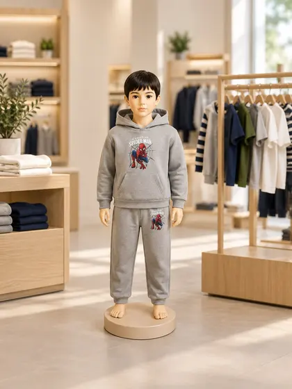 Boys Grey Printed Hoodie & Jogger Set