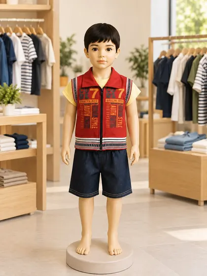 Boys Red Vest & Shorts Set
