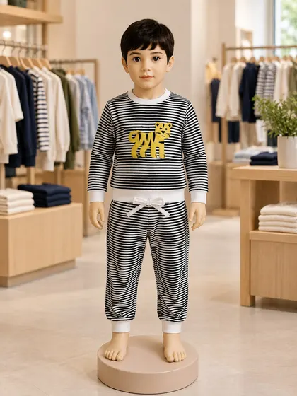 Boys Striped Long-Sleeve Pajama Set
