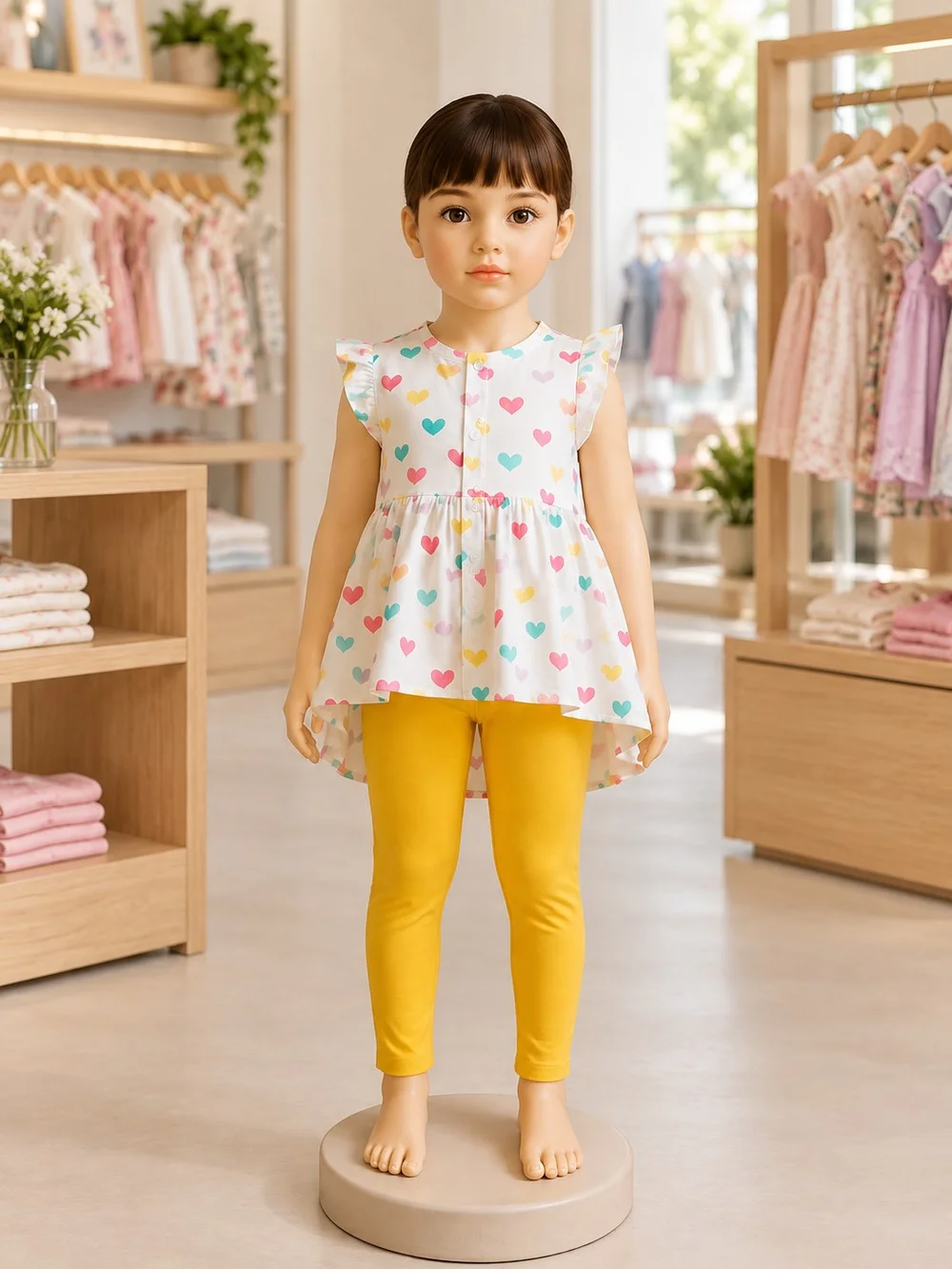 Girls Floral Dress & Leggings Set