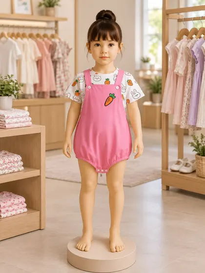 Girls Pink Romper Set