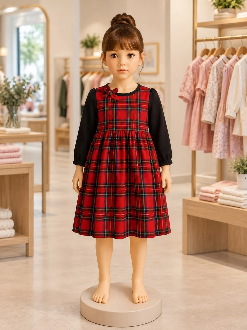 Girls Red Plaid Dress