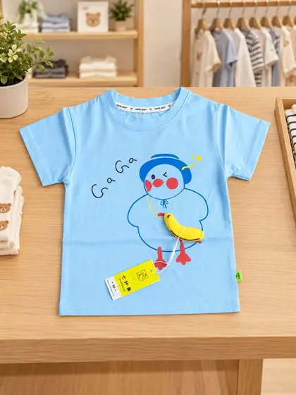 Kids Blue Cartoon Print T-Shirt