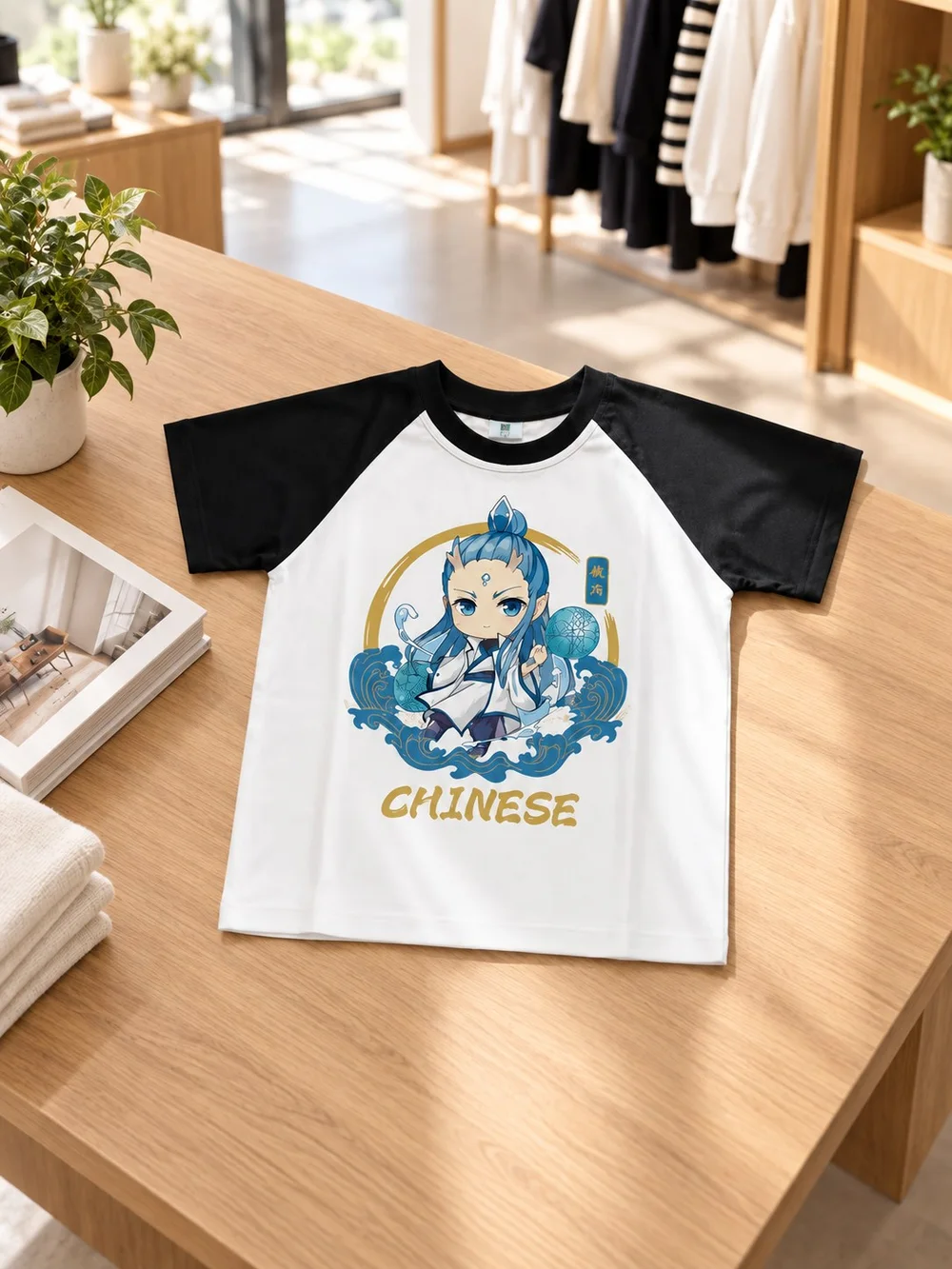 Kids Chinese Character Print T-Shirt