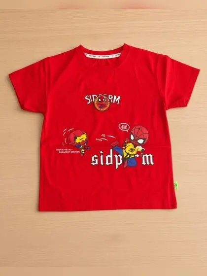 Kids Red Character Print T-Shirt