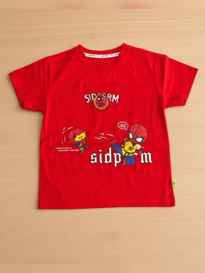 Kids Red Character Print T-Shirt