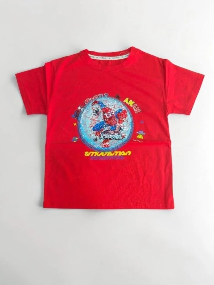 Kids Red Character Print T-Shirt