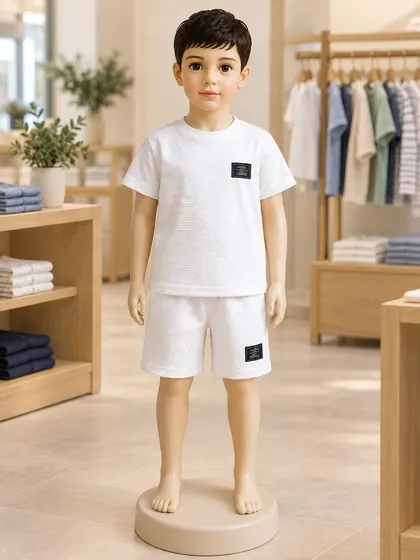 Kids White T-Shirt & Shorts Set
