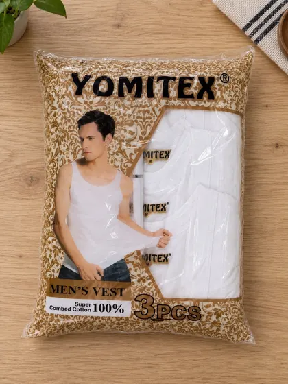 Men's White Yomitex Vest 3-Pack Singlet