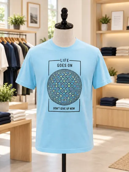 Sky Blue Inspire Graphic Round Neck T-Shirt